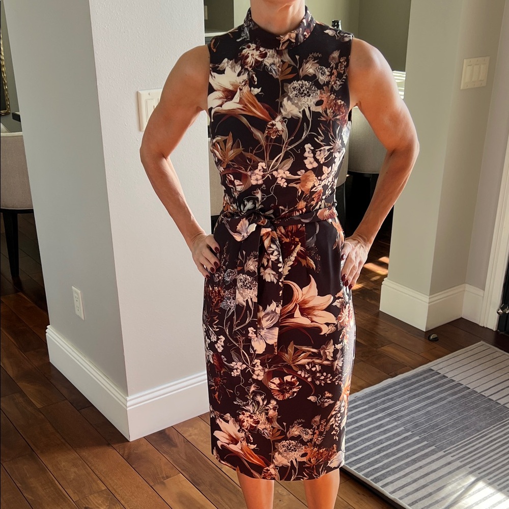 ANTONIO MELANI Black Floral Midi Dress